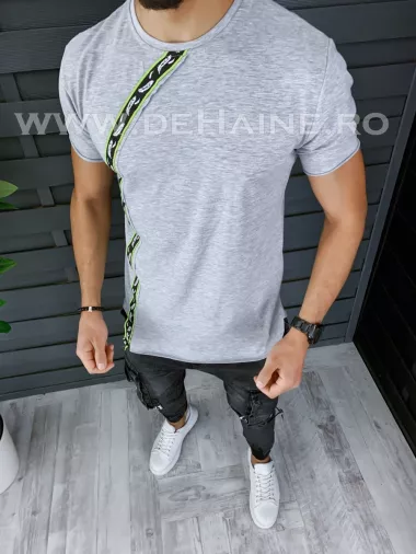 Tricou barbati gri PREMIUM slim fit ZR B1135 N5-4.1